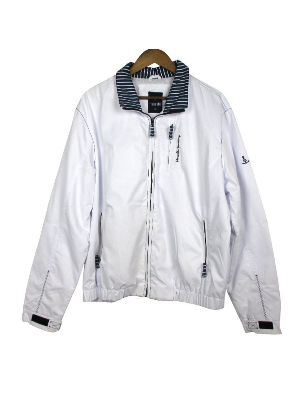Marchello Microfiber White Nautical Yachting Jacket XL Classic Old Money Luxury